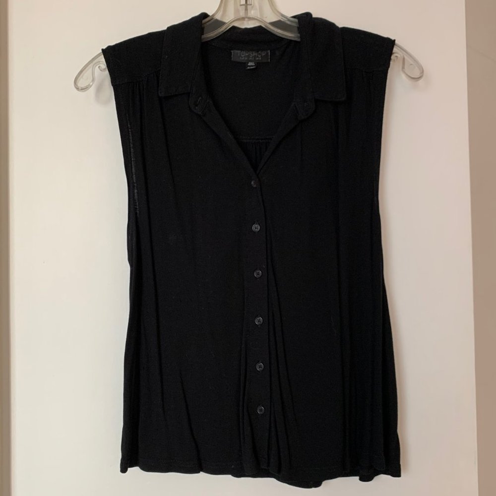 Vintage Topshop Button Up Sleeveless Top